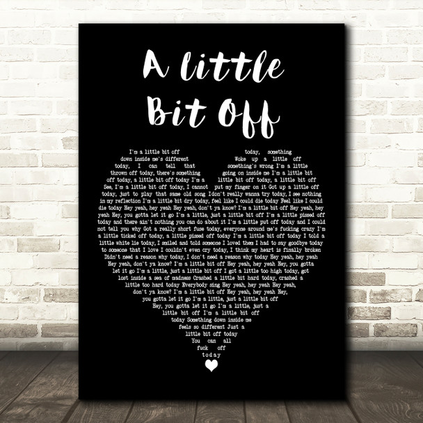 Five Finger Death Punch A Little Bit Off Black Heart Decorative Wall Art Gift Song Lyric Print