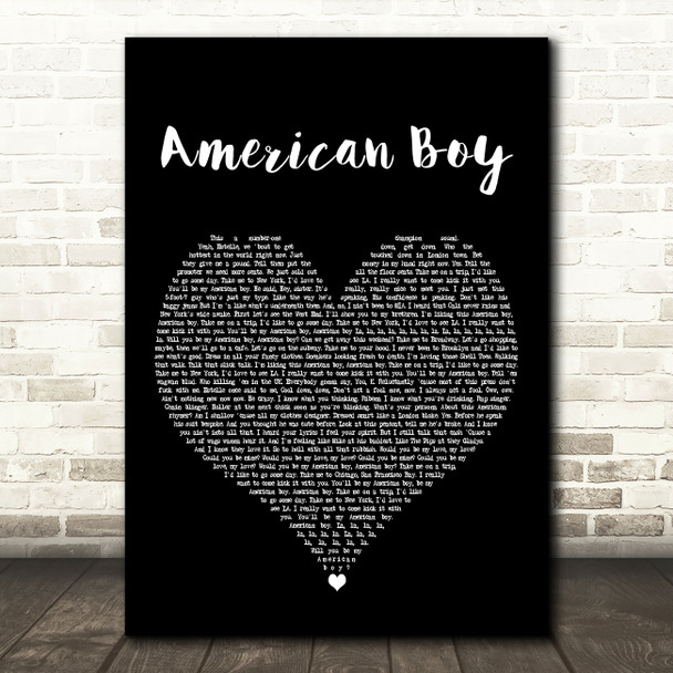 Estelle (feat. Kanye West) American Boy Black Heart Decorative Wall Art Gift Song Lyric Print