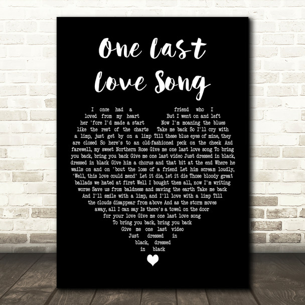 The Beautiful South One Last Love Song Black Heart Decorative Wall Art Gift Song Lyric Print