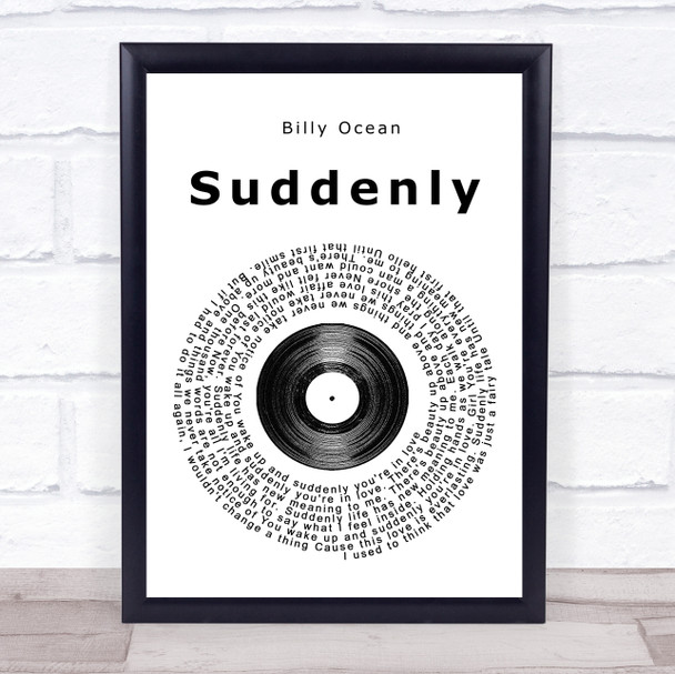 Billy Ocean Suddenly Vinyl Record Song Lyric Quote Print