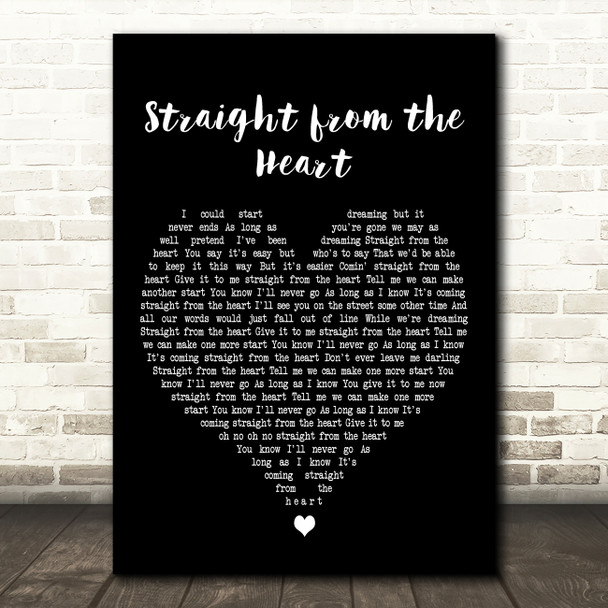 Bryan Adams Straight From The Heart Black Heart Decorative Wall Art Gift Song Lyric Print