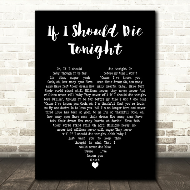 Marvin Gaye If I Should Die Tonight Black Heart Decorative Wall Art Gift Song Lyric Print
