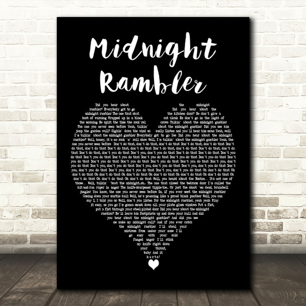 The Rolling Stones Midnight Rambler Black Heart Decorative Wall Art Gift Song Lyric Print