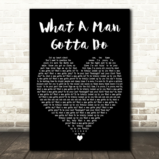 Jonas Brothers What A Man Gotta Do Black Heart Decorative Wall Art Gift Song Lyric Print