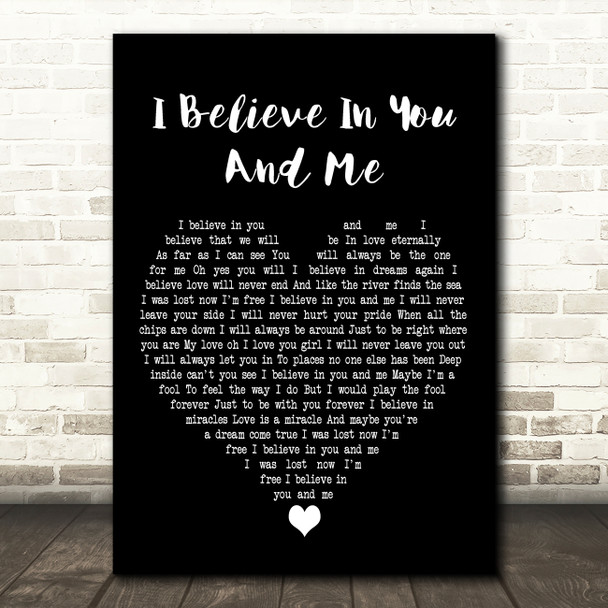 Four Tops I Believe In You And Me Black Heart Decorative Wall Art Gift Song Lyric Print