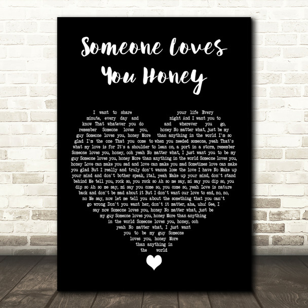JC Lodge Someone Loves You Honey Black Heart Decorative Wall Art Gift Song Lyric Print