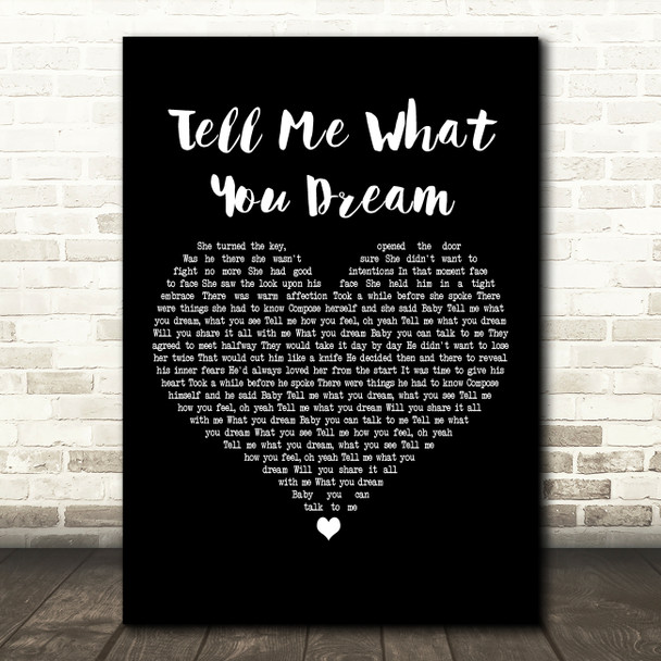 Gabrielle Tell Me What You Dream Black Heart Decorative Wall Art Gift Song Lyric Print