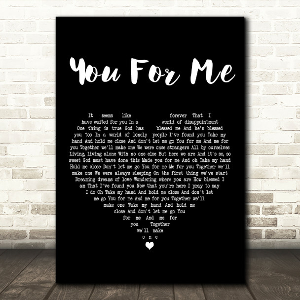 Johnny Gill You For Me (The Wedding Song) Black Heart Decorative Gift Song Lyric Print