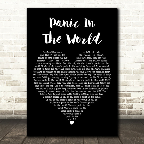 Be Bop Deluxe Panic In The World Black Heart Decorative Wall Art Gift Song Lyric Print