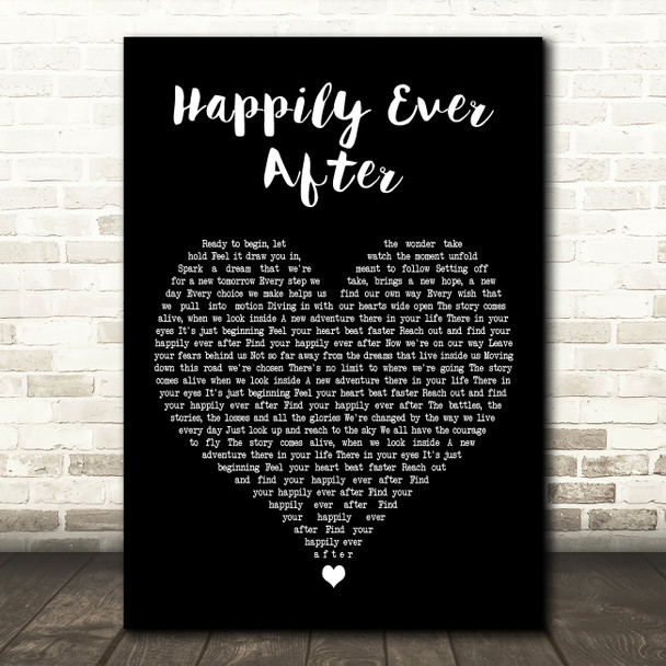 Jordan Fisher Happily Ever After Black Heart Decorative Wall Art Gift Song Lyric Print