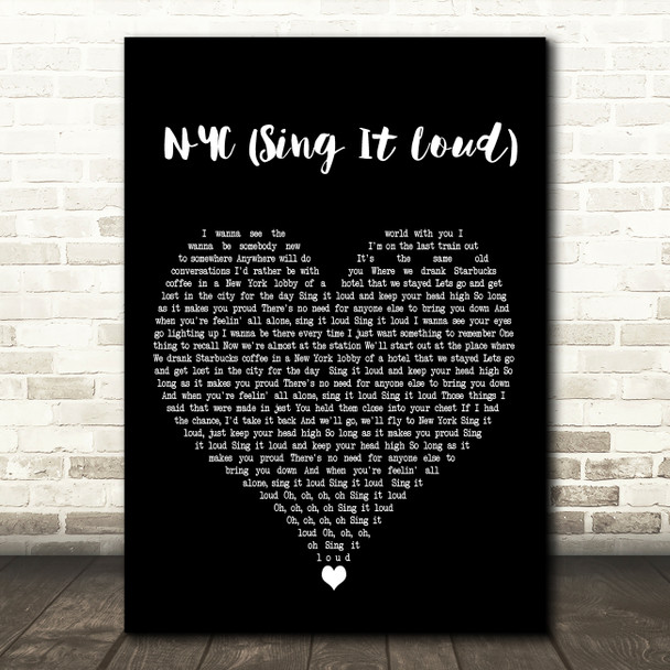 The Sherlocks NYC (Sing It Loud) Black Heart Decorative Wall Art Gift Song Lyric Print