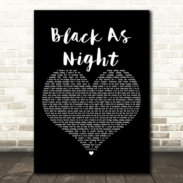 Nahko And Medicine For The People Black As Night Black Heart Wall Art Song Lyric Print