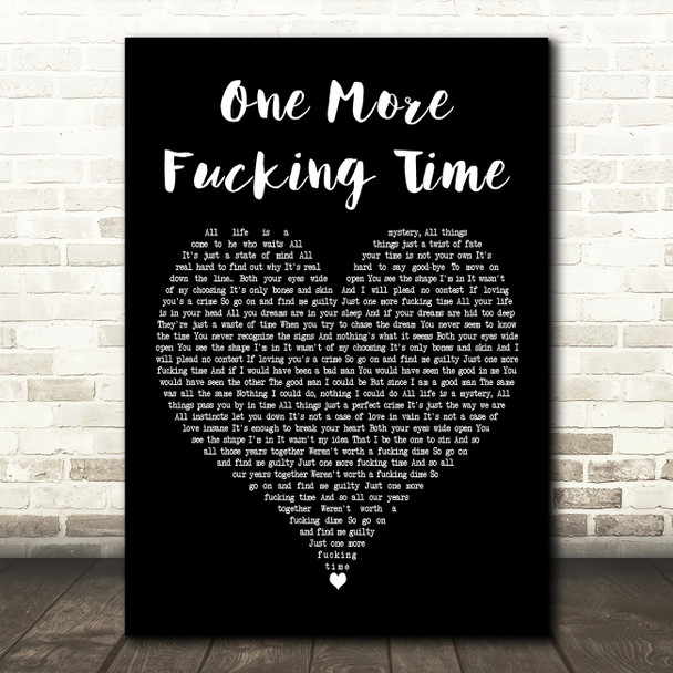 Motorhead One More Fucking Time Black Heart Decorative Wall Art Gift Song Lyric Print