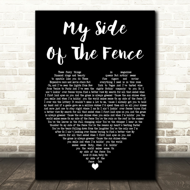 Dan + Shay My Side Of The Fence Black Heart Decorative Wall Art Gift Song Lyric Print