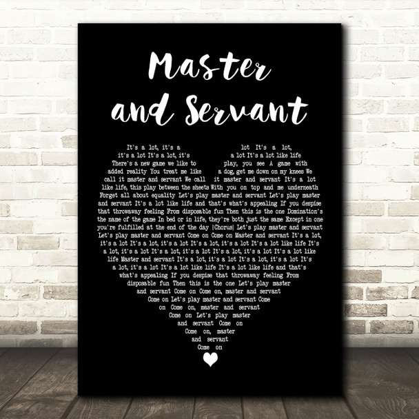 Depeche Mode Master and Servant Black Heart Decorative Wall Art Gift Song Lyric Print