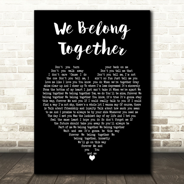 Randy Newman We Belong Together Black Heart Decorative Wall Art Gift Song Lyric Print