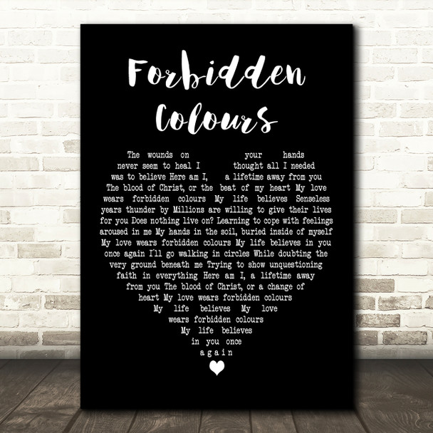 David Sylvian Forbidden Colours Black Heart Decorative Wall Art Gift Song Lyric Print