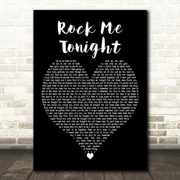 Freddie Jackson Rock Me Tonight Black Heart Decorative Wall Art Gift Song Lyric Print