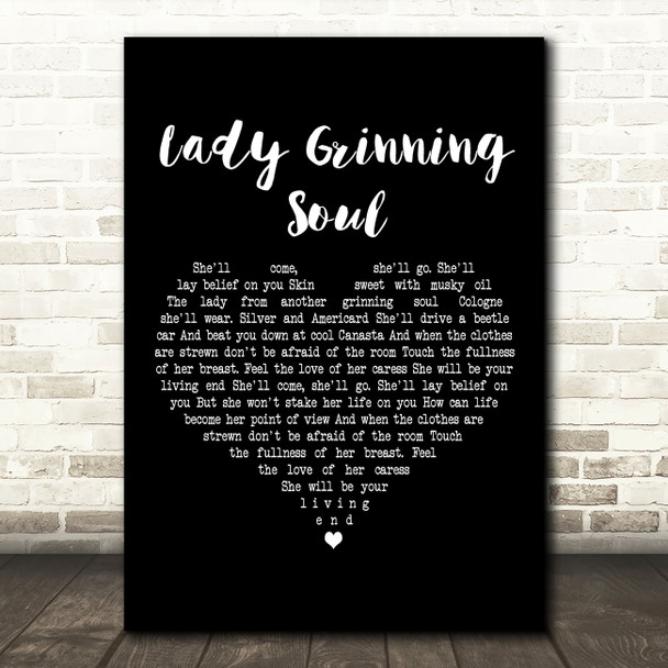 David Bowie Lady Grinning Soul Black Heart Decorative Wall Art Gift Song Lyric Print