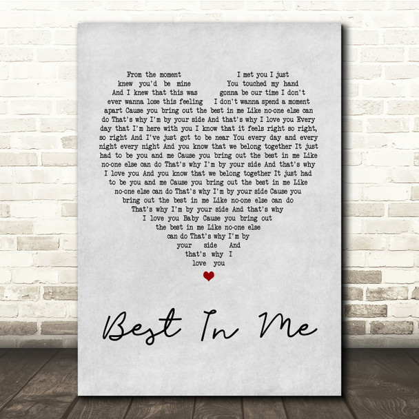 Blue Best In Me Grey Heart Song Lyric Quote Print