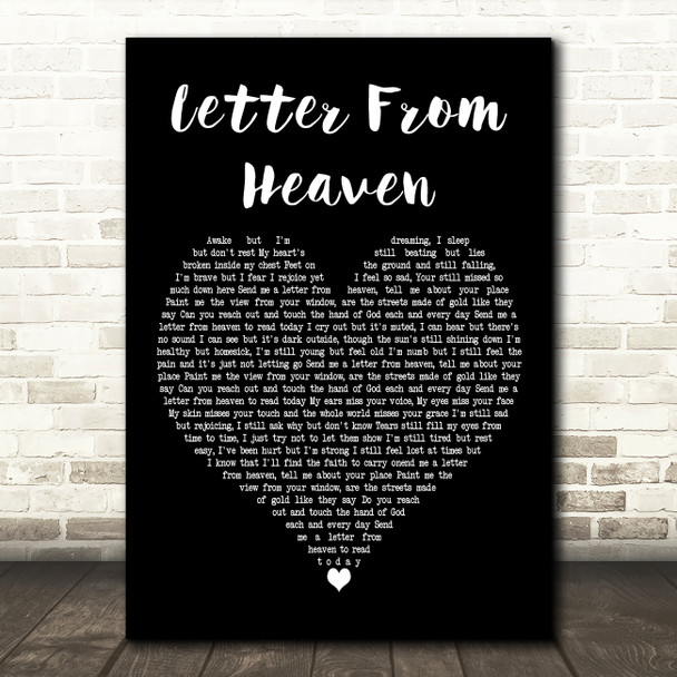 Tim Shetler Letter from Heaven Black Heart Decorative Wall Art Gift Song Lyric Print