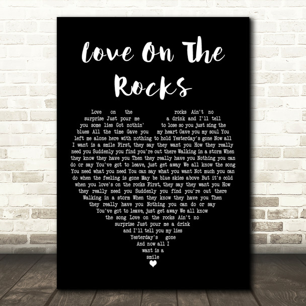 Neil Diamond Love On The Rocks Black Heart Decorative Wall Art Gift Song Lyric Print