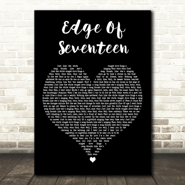 Stevie Nicks Edge Of Seventeen Black Heart Decorative Wall Art Gift Song Lyric Print