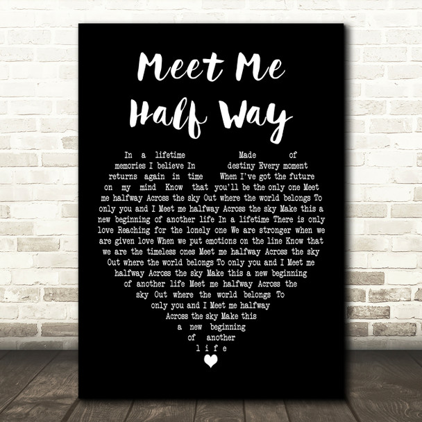 Kenny Loggins Meet Me Half Way Black Heart Decorative Wall Art Gift Song Lyric Print