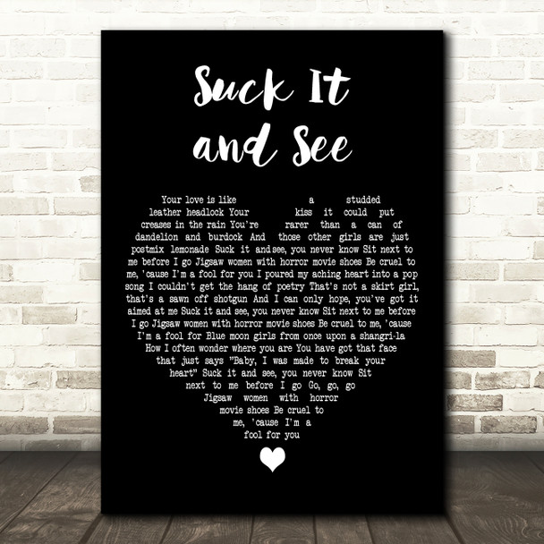 Arctic Monkeys Suck It And See Black Heart Decorative Wall Art Gift Song Lyric Print