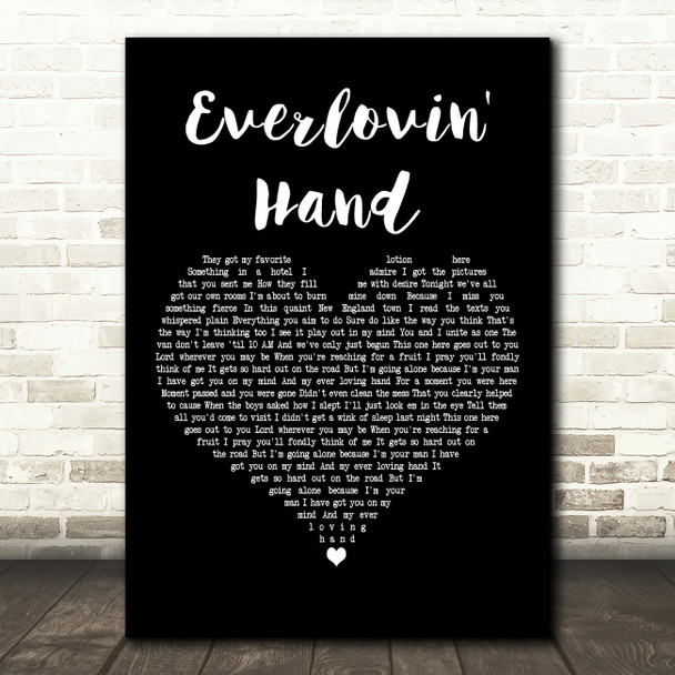 Tyler Childers Everlovin' Hand Black Heart Decorative Wall Art Gift Song Lyric Print