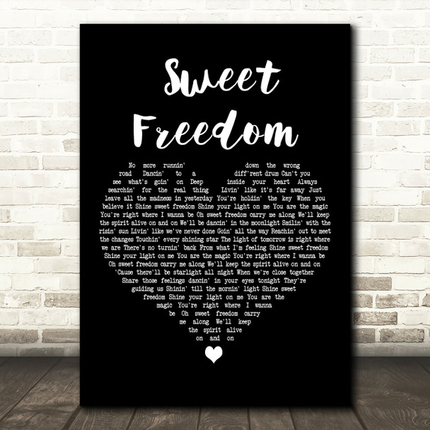 Michael McDonald Sweet Freedom Black Heart Decorative Wall Art Gift Song Lyric Print