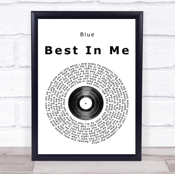 Blue Best In Me Vinyl Record Song Lyric Quote Print