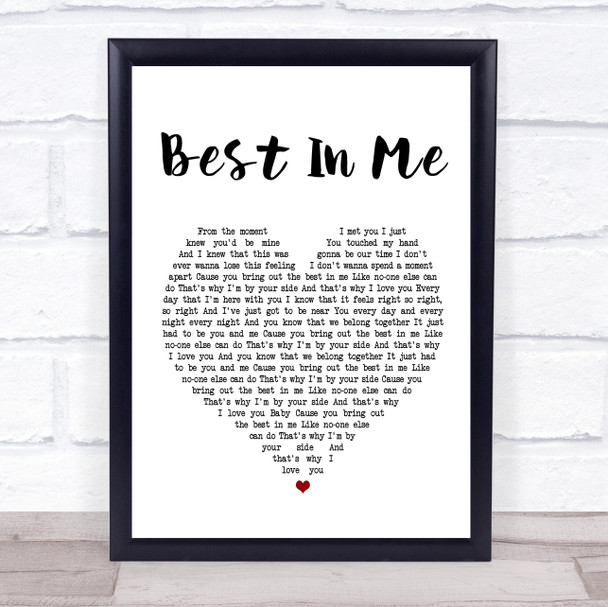 Blue Best In Me White Heart Song Lyric Quote Print