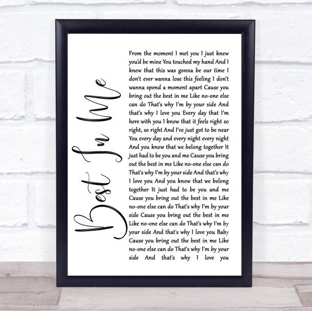 Blue Best In Me White Script Song Lyric Quote Print