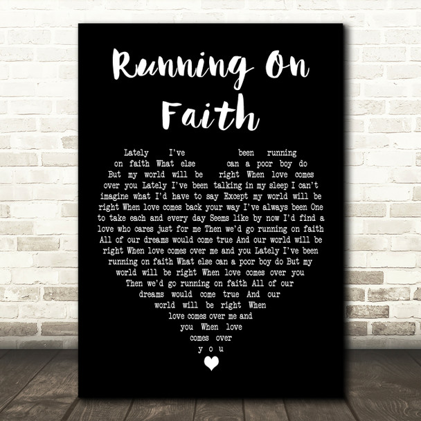 Eric Clapton Running On Faith Black Heart Decorative Wall Art Gift Song Lyric Print
