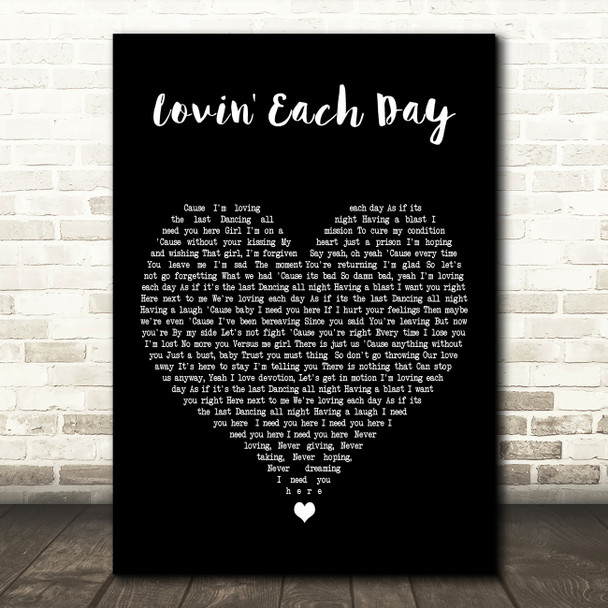 Ronan Keating Lovin' Each Day Black Heart Decorative Wall Art Gift Song Lyric Print