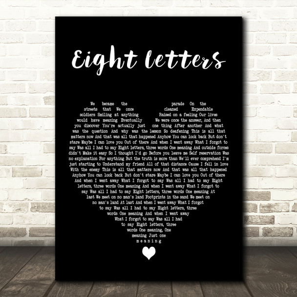 Robbie Williams Eight Letters Black Heart Decorative Wall Art Gift Song Lyric Print