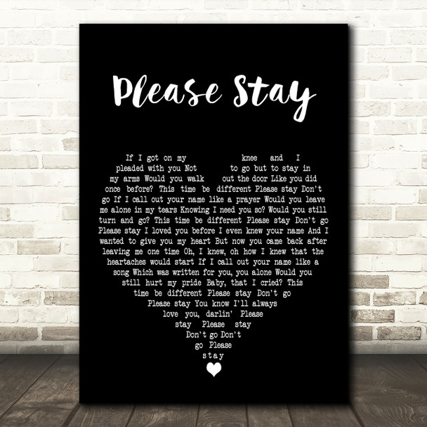 The Cryin Shames Please Stay Black Heart Decorative Wall Art Gift Song Lyric Print