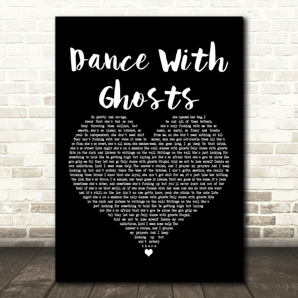 Jelly Roll Dance With Ghosts Black Heart Decorative Wall Art Gift Song Lyric Print