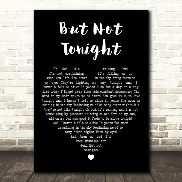 Depeche Mode But Not Tonight Black Heart Decorative Wall Art Gift Song Lyric Print