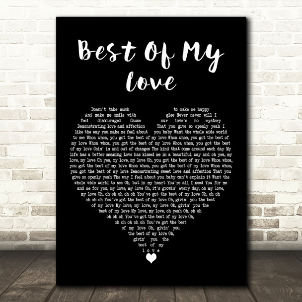 The Emotions Best Of My Love Black Heart Decorative Wall Art Gift Song Lyric Print