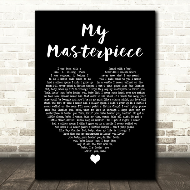 Darius Rucker My Masterpiece Black Heart Decorative Wall Art Gift Song Lyric Print