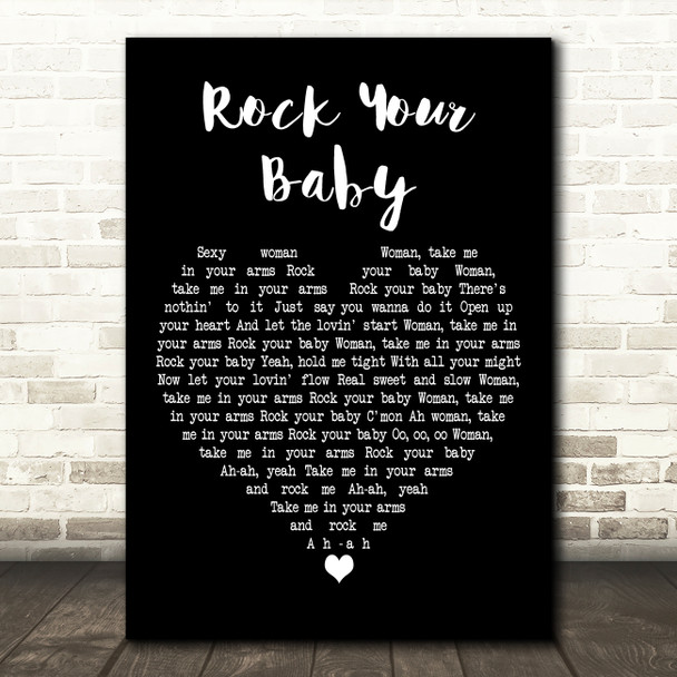 George McCrae Rock Your Baby Black Heart Decorative Wall Art Gift Song Lyric Print