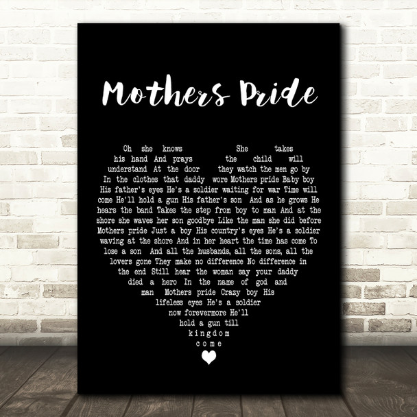 George Michael Mothers Pride Black Heart Decorative Wall Art Gift Song Lyric Print