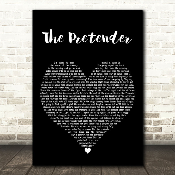 Jackson Browne The Pretender Black Heart Decorative Wall Art Gift Song Lyric Print