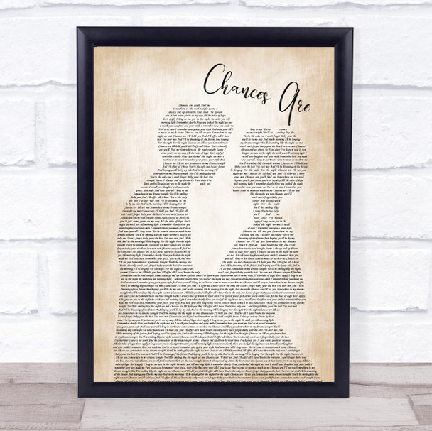 Bob Seger Chances Are Man Lady Bride Groom Wedding Song Lyric Quote Print