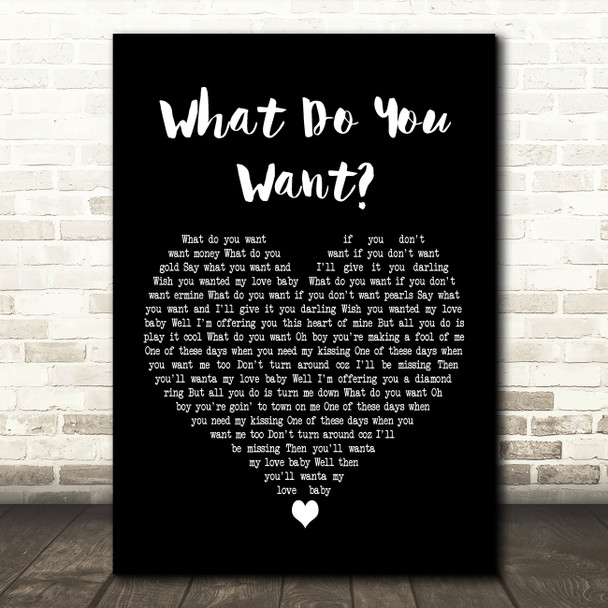 Adam Faith What Do You Want Black Heart Decorative Wall Art Gift Song Lyric Print