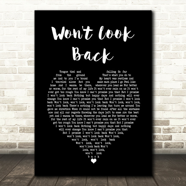 Josh Groban Won't Look Back Black Heart Decorative Wall Art Gift Song Lyric Print