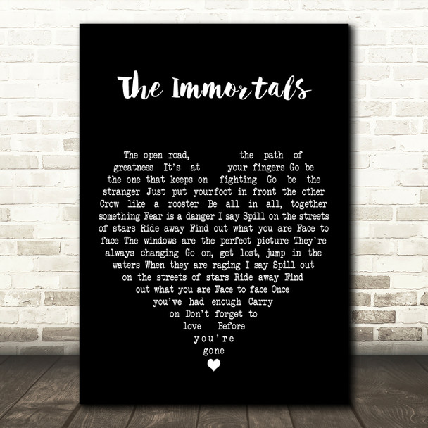 Kings Of Leon The Immortals Black Heart Decorative Wall Art Gift Song Lyric Print