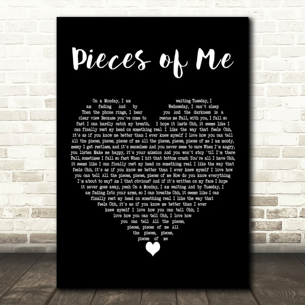 Ashlee Simpson Pieces of Me Black Heart Decorative Wall Art Gift Song Lyric Print